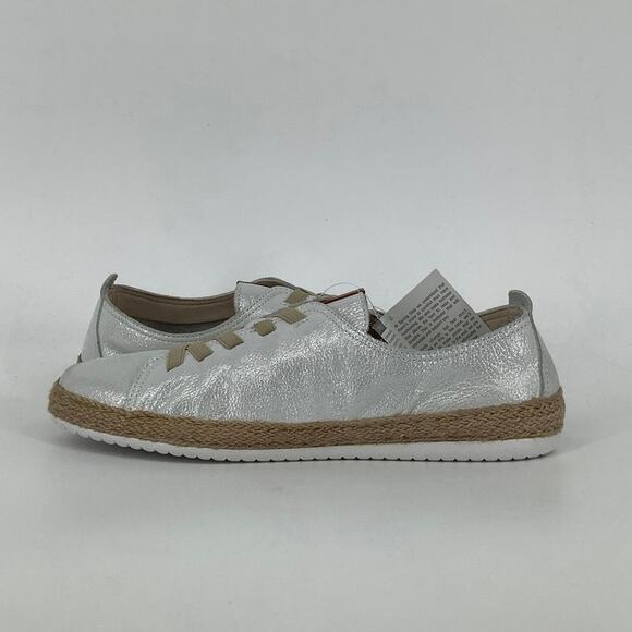 Spring Step Size 39 Silver Metallic Eloya Leather Sneaker Espadrille Trim D3-2 - Picture 4 of 11
